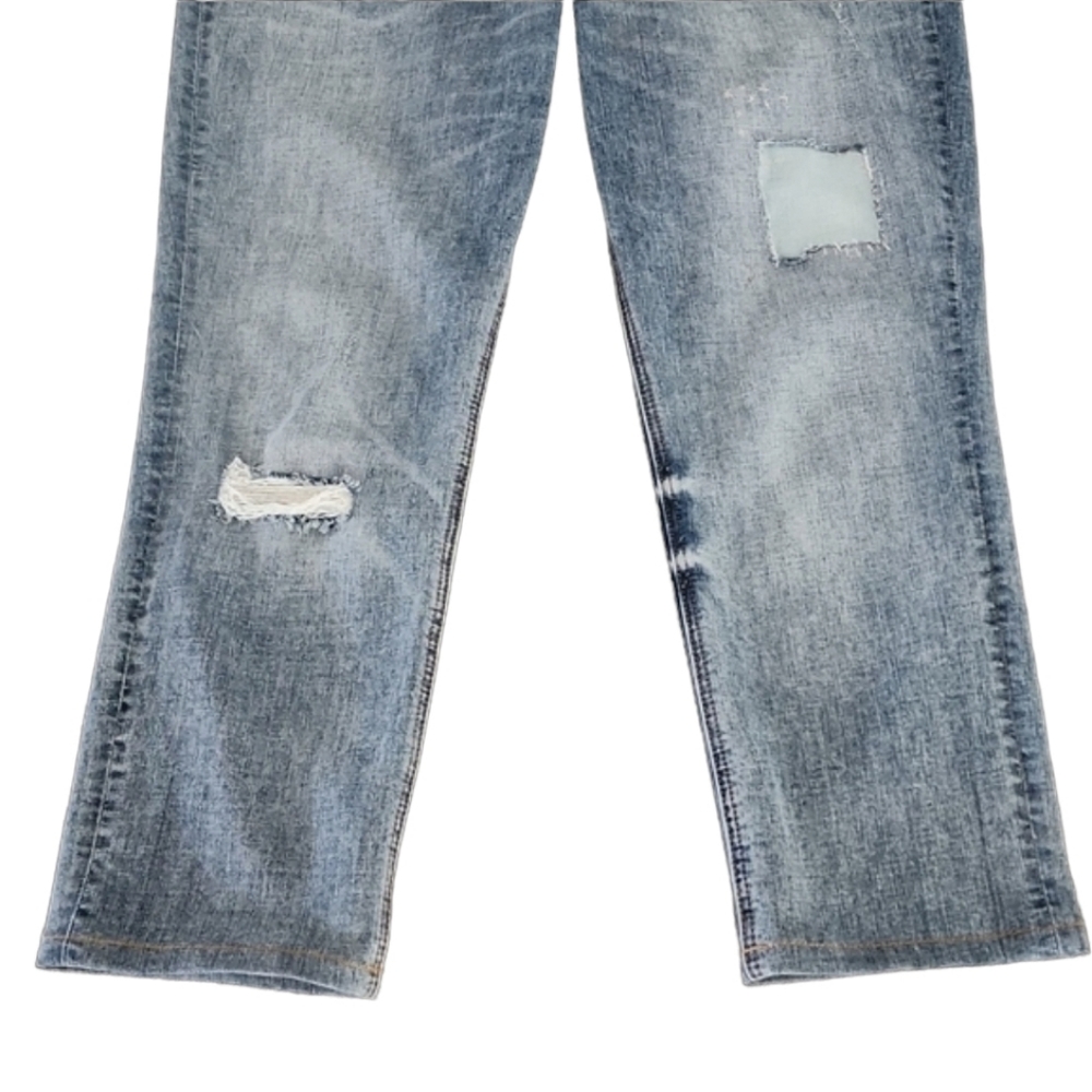 OLD NAVY Boyfriend Straight Ankle Cropped Jeans 36x25 Size 12 Ripped Distressed - Picture 7 of 16